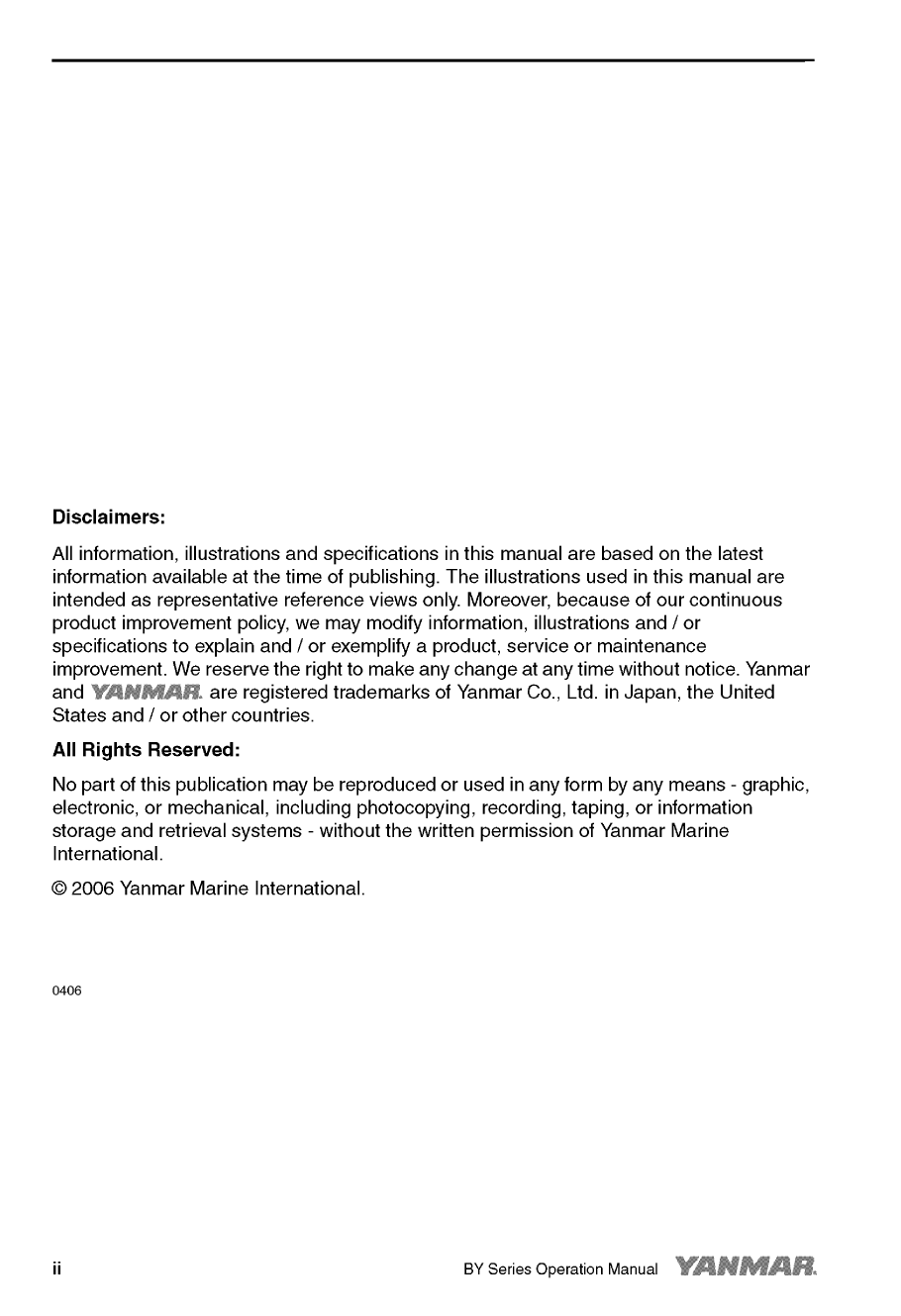 6by2 220: Yanmar Inboard Engine 220hp/162kw Owners Manual