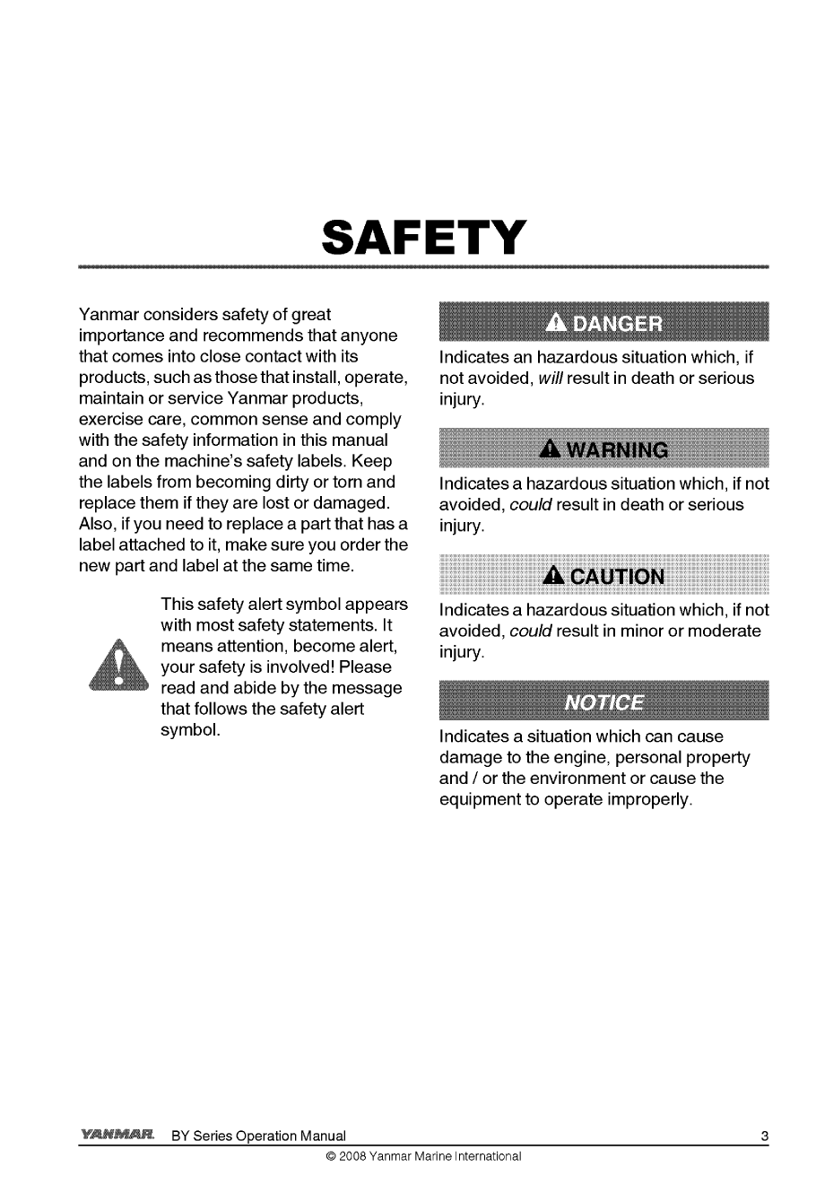 6by2 220z: Yanmar Diesel Sterndrive Engine 220hp/162kw Bravo 3 Owners Manual