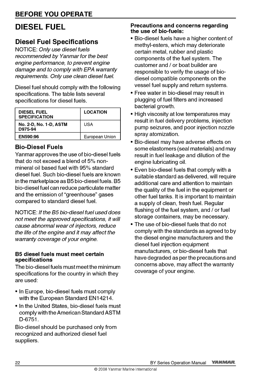 6by2 220z: Yanmar Diesel Sterndrive Engine 220hp/162kw Bravo 1 Owners Manual