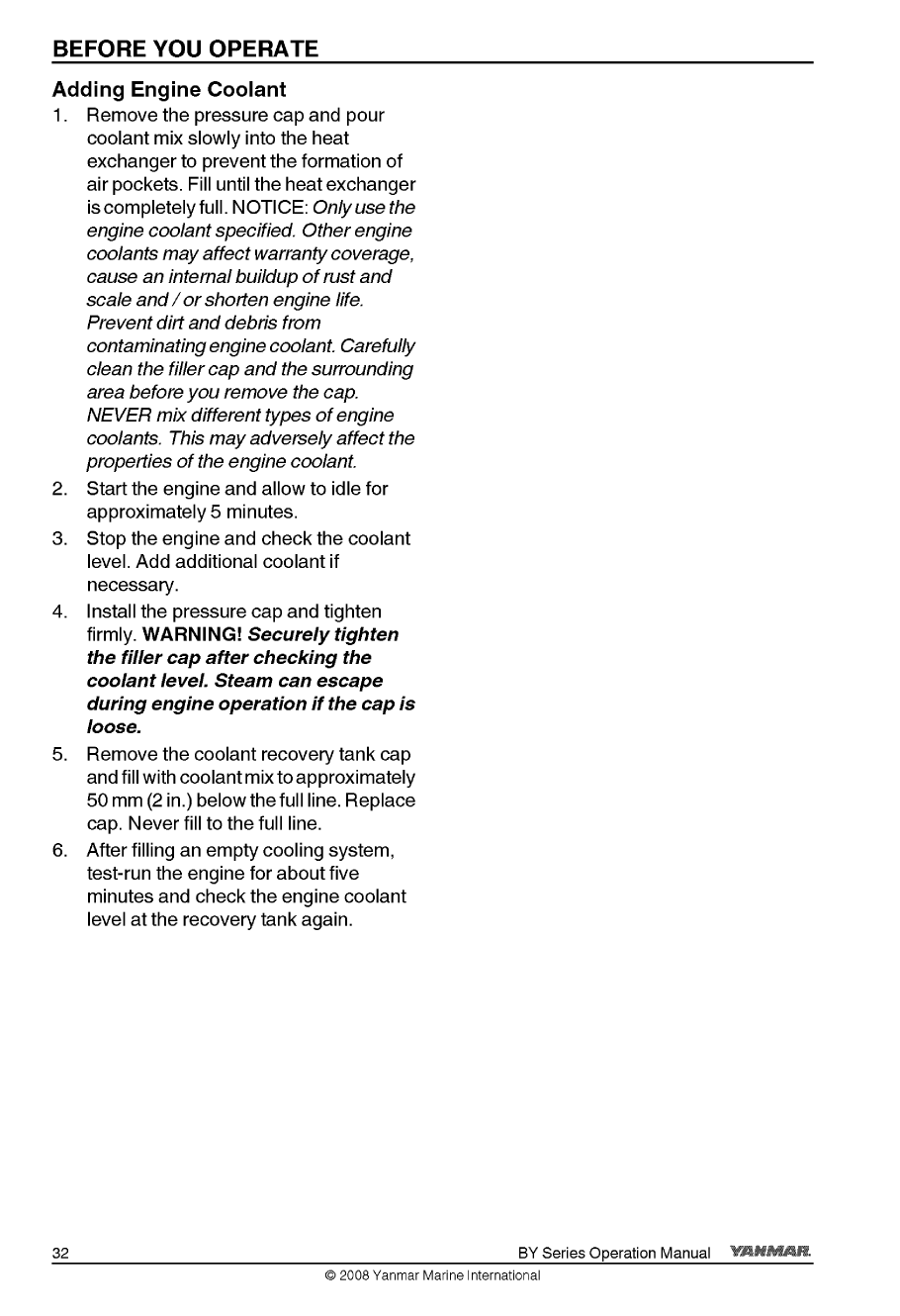 4by2 150z: Yanmar Diesel Sterndrive Engine 150hp/110kw Bravo 2 Owners Manual