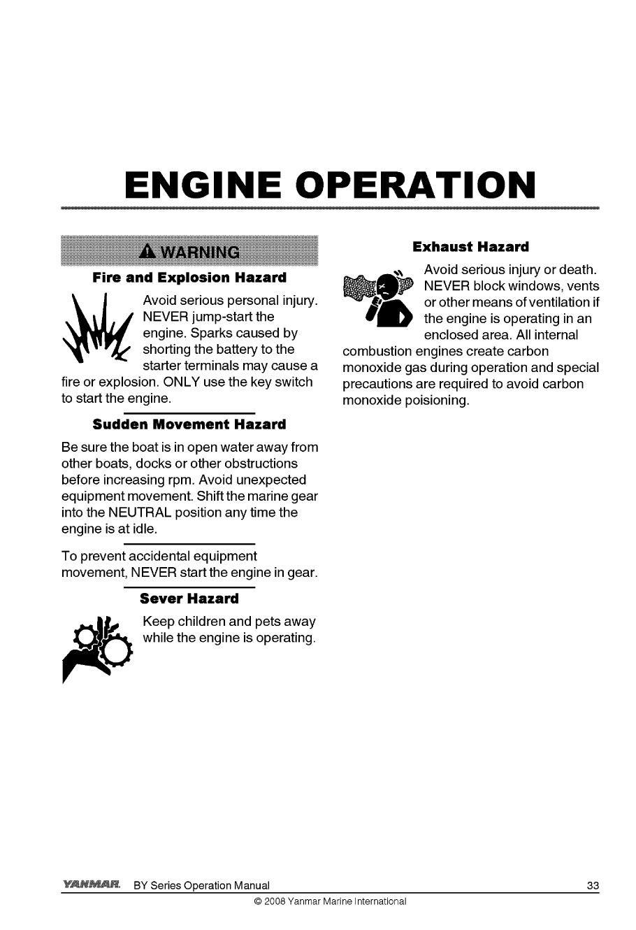 6by2 220z: Yanmar Diesel Sterndrive Engine 220hp/162kw Bravo 1 Owners Manual