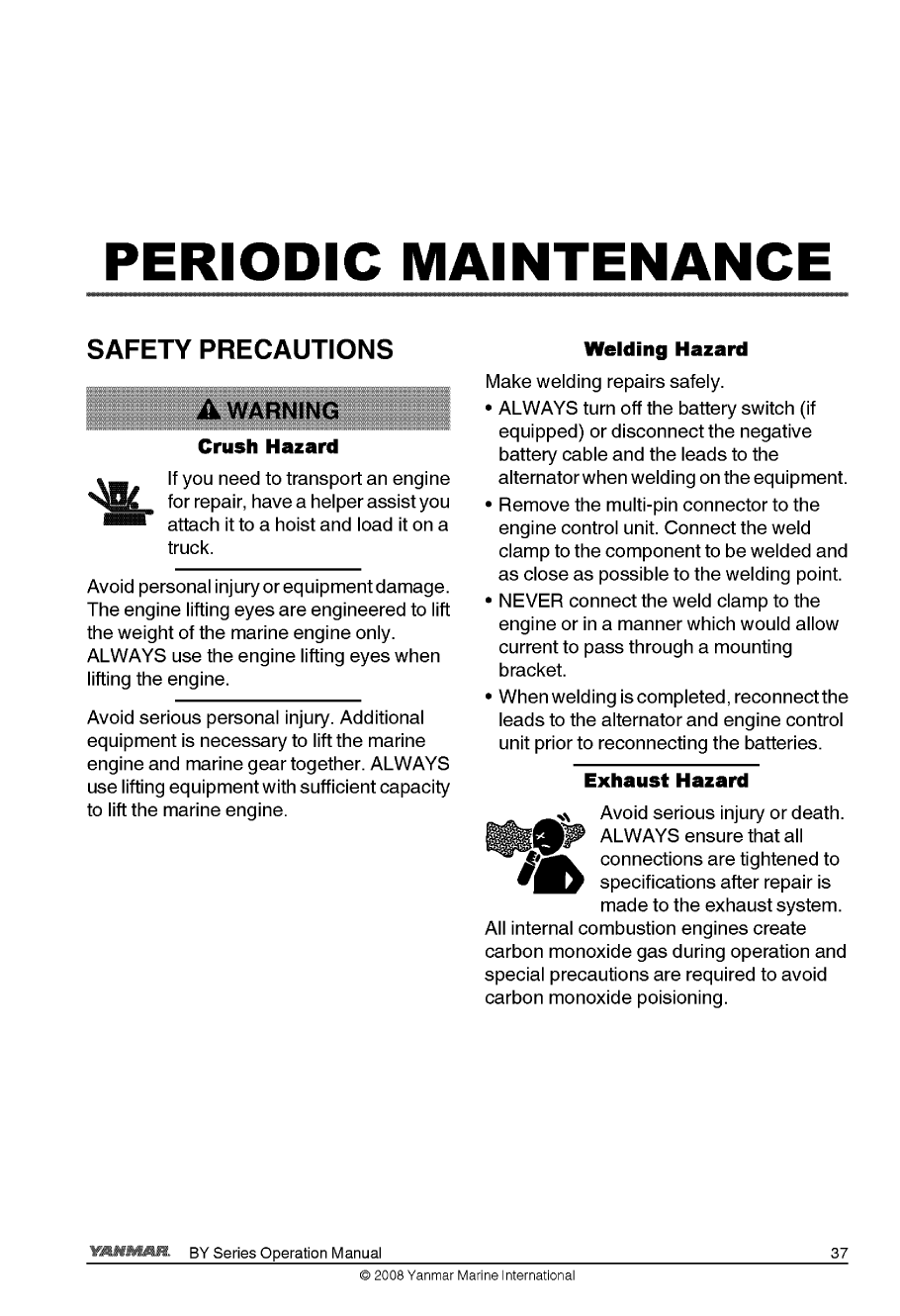 6by2 220z: Yanmar Diesel Sterndrive Engine 220hp/162kw Bravo 1 Owners Manual