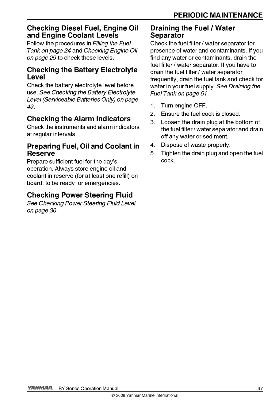 6by2 220z: Yanmar Diesel Sterndrive Engine 220hp/162kw Bravo 1 Owners Manual