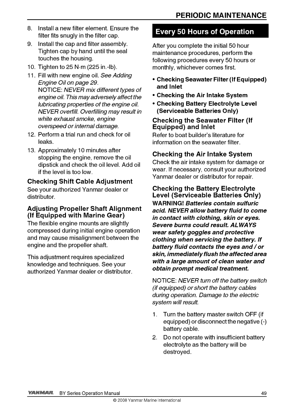 6by2 220z: Yanmar Diesel Sterndrive Engine 220hp/162kw Bravo 1 Owners Manual