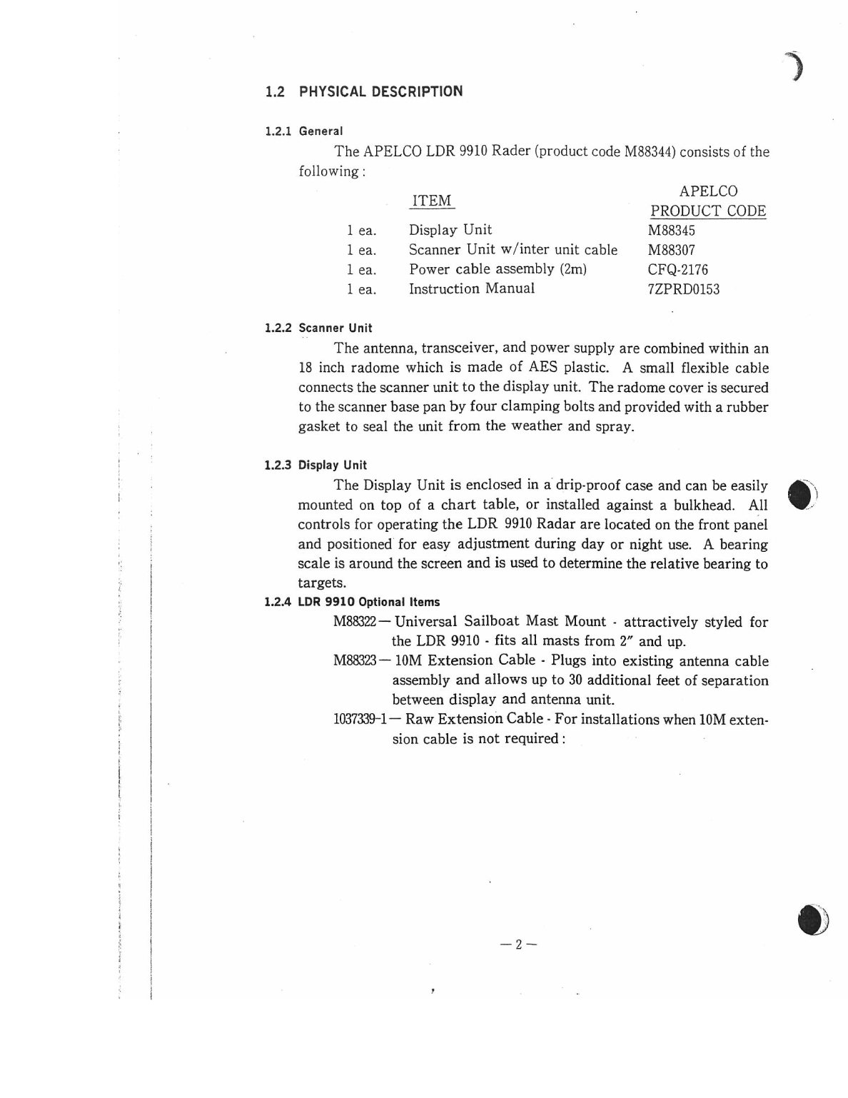 Apelco ldr 9910 Radar