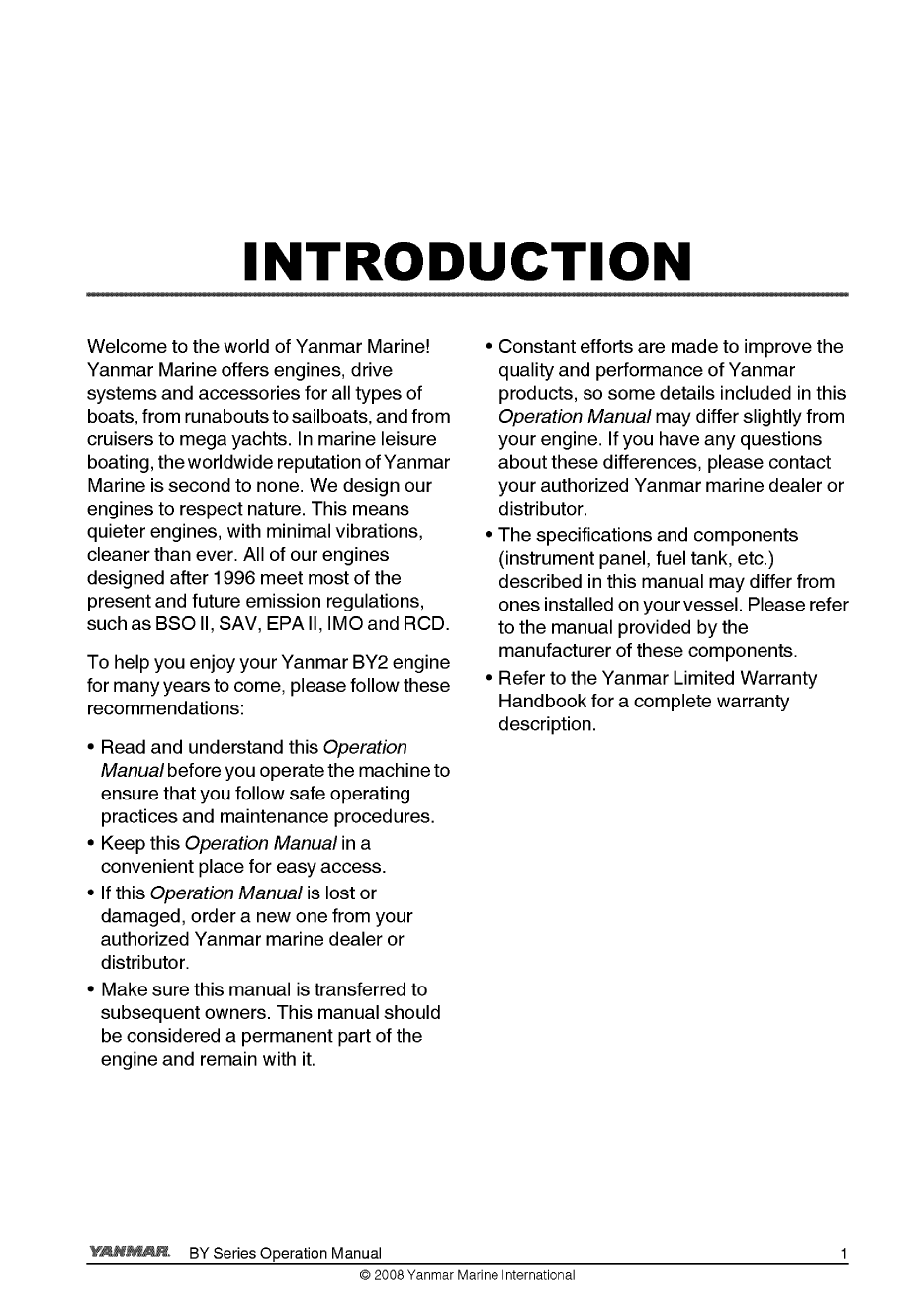 4by2 180z: Yanmar Diesel Sterndrive Engine 180hp/132kw Bravo 3 Owners Manual