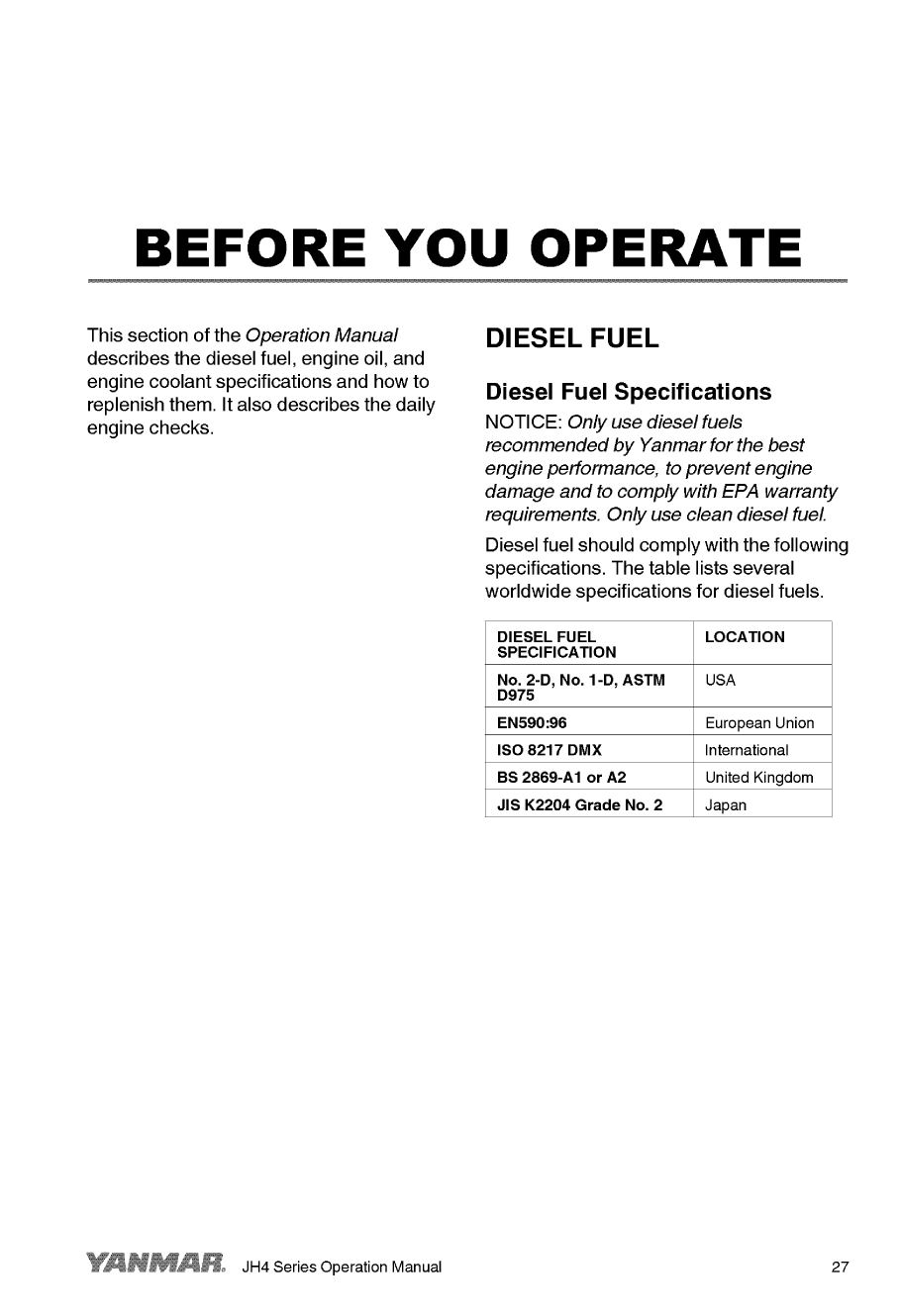 '4jh4 hte: Yanmar Inboard Engine 110hp/80.9kw Owners Manual'