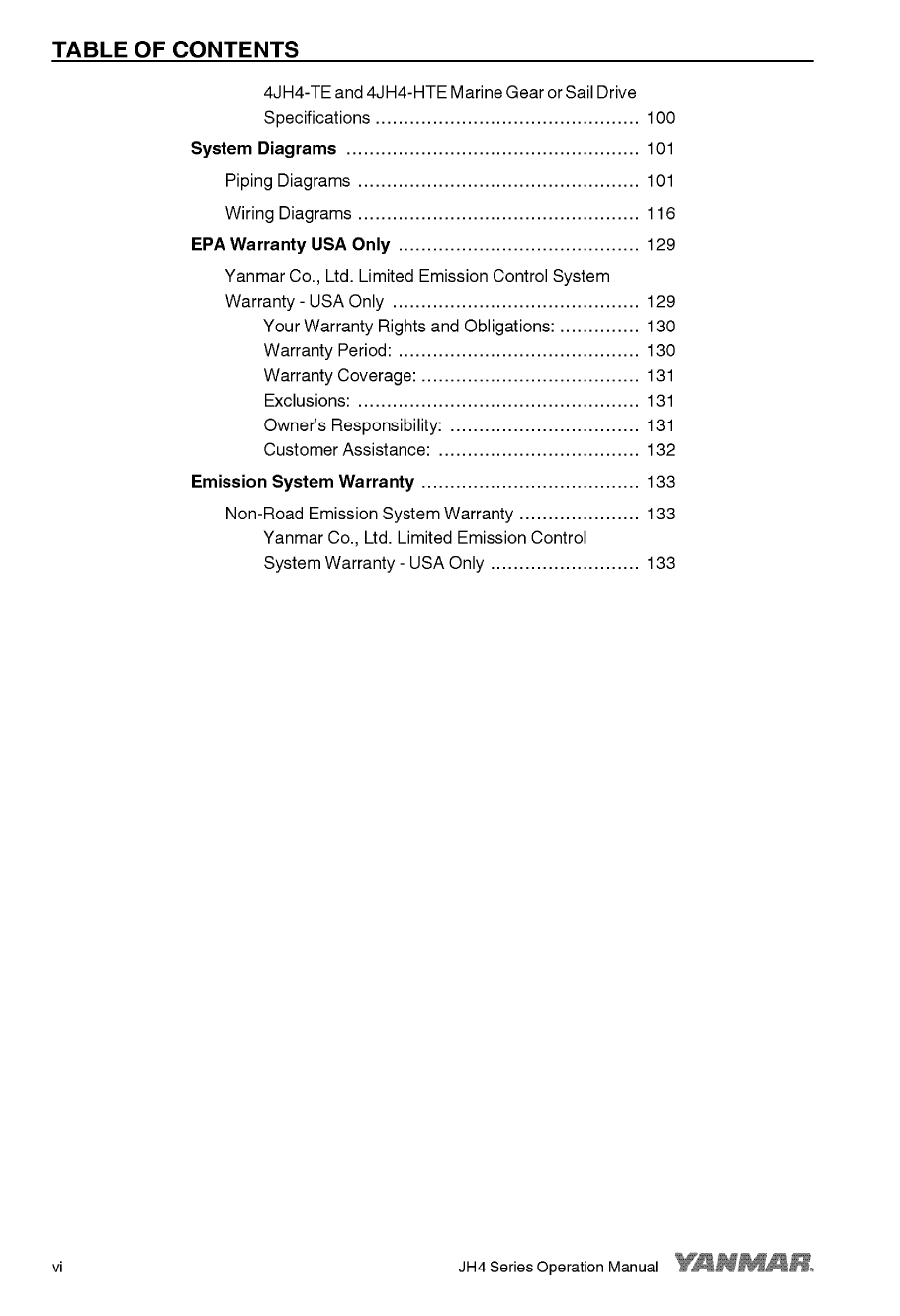 '4jh4 hte: Yanmar Inboard Engine 110hp/80.9kw Owners Manual'