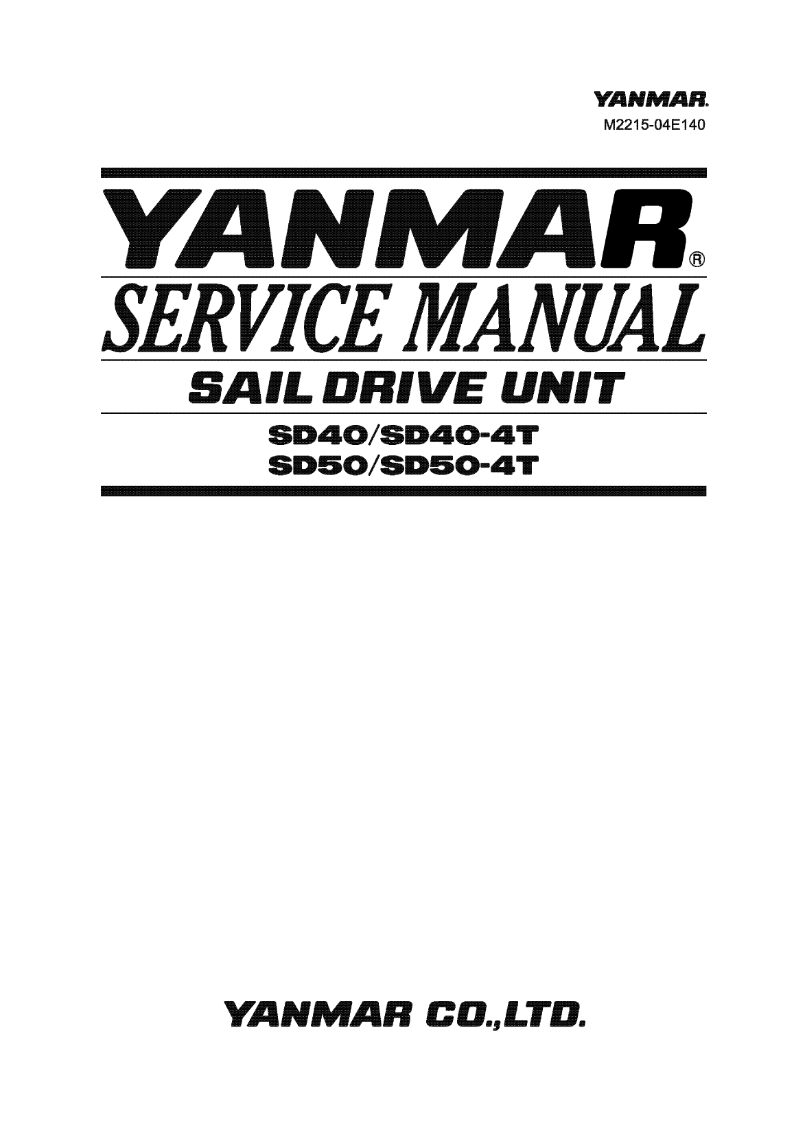 4jh5e sd: Yanmar Saildrive Engine 54hp/40.5kw Service Manual
