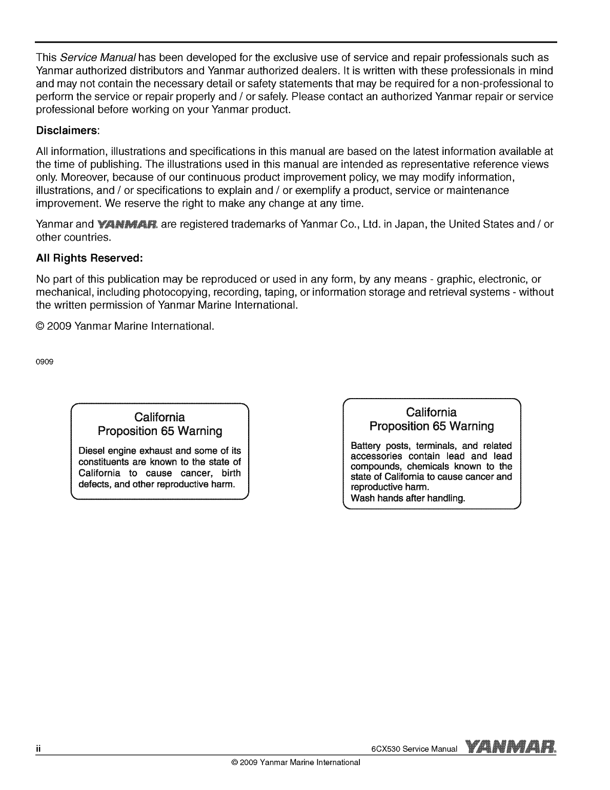 6cx530: Yanmar Inboard Engine 530hp/390kw Service Manual