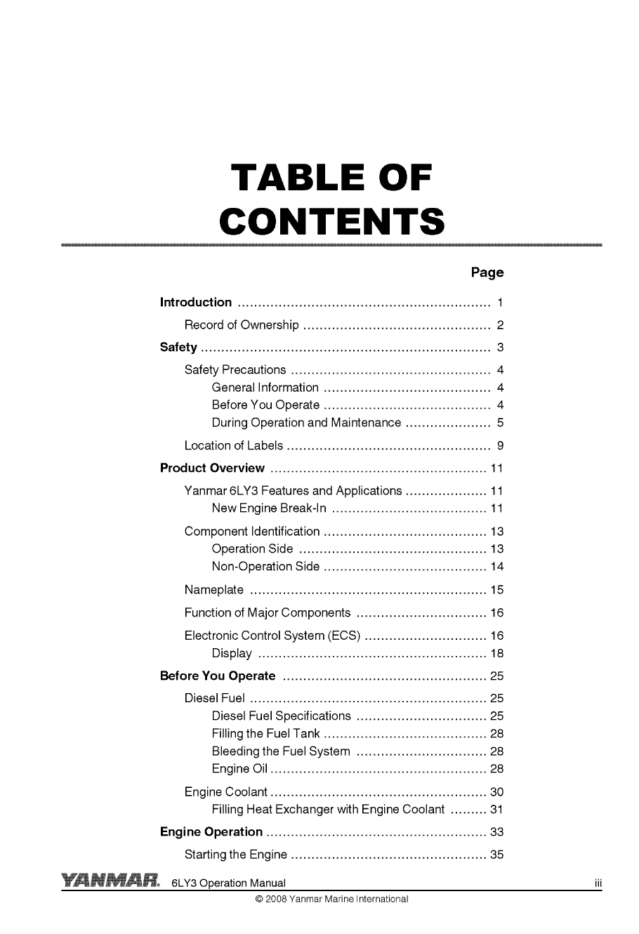 6ly3 etp: Yanmar Inboard Engine 480hp/353kw Owners Manual