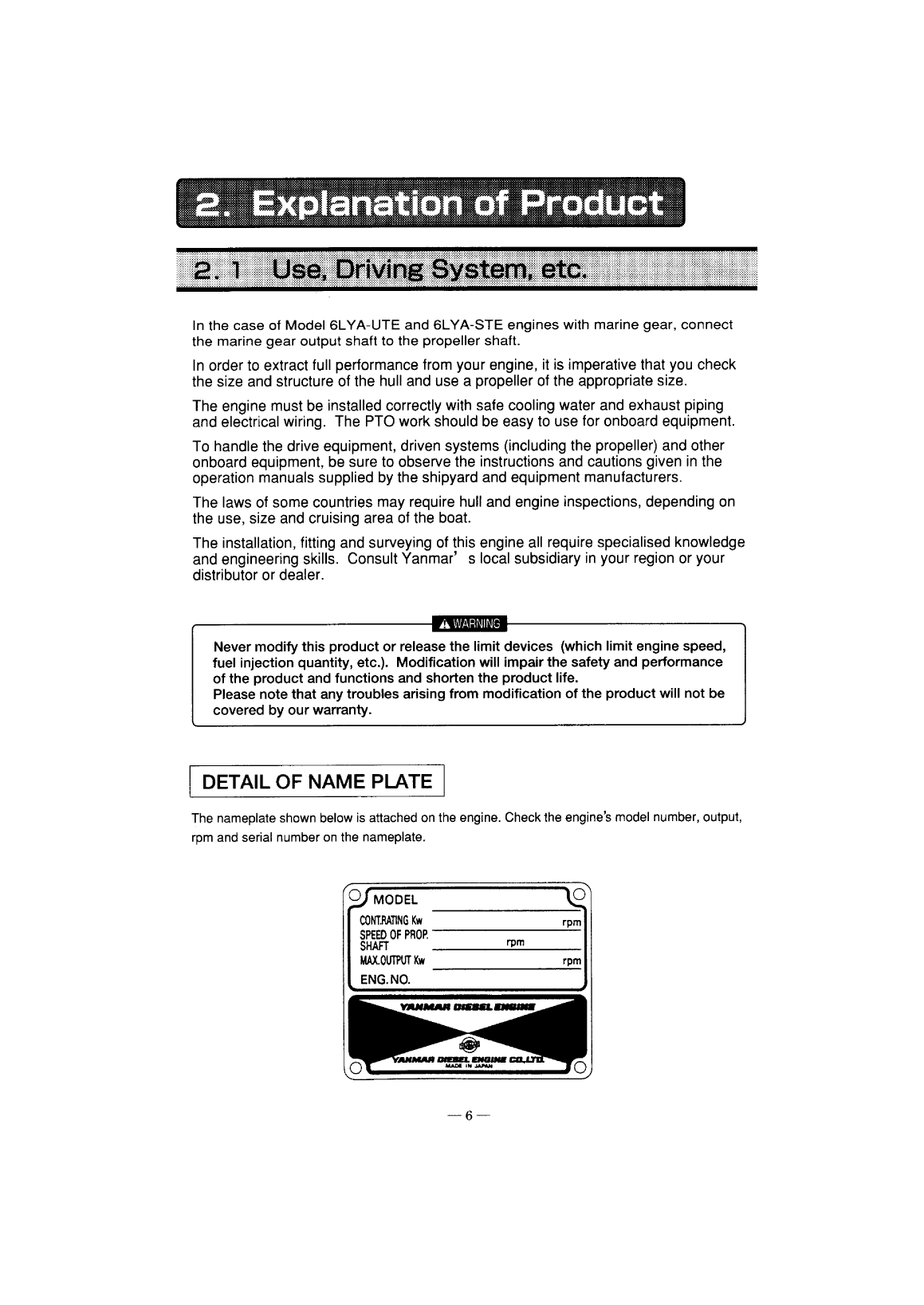 6lya stp: Yanmar Inboard Engine 370hp/272kw Owners Manual