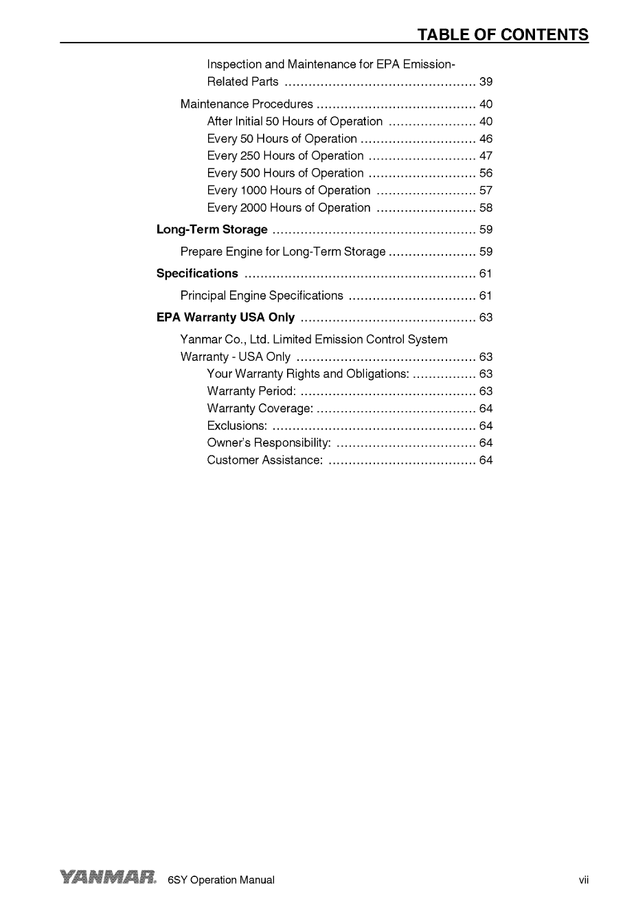 6sy stp: Yanmar Inboard Engine 720hp/530kw Owners Manual