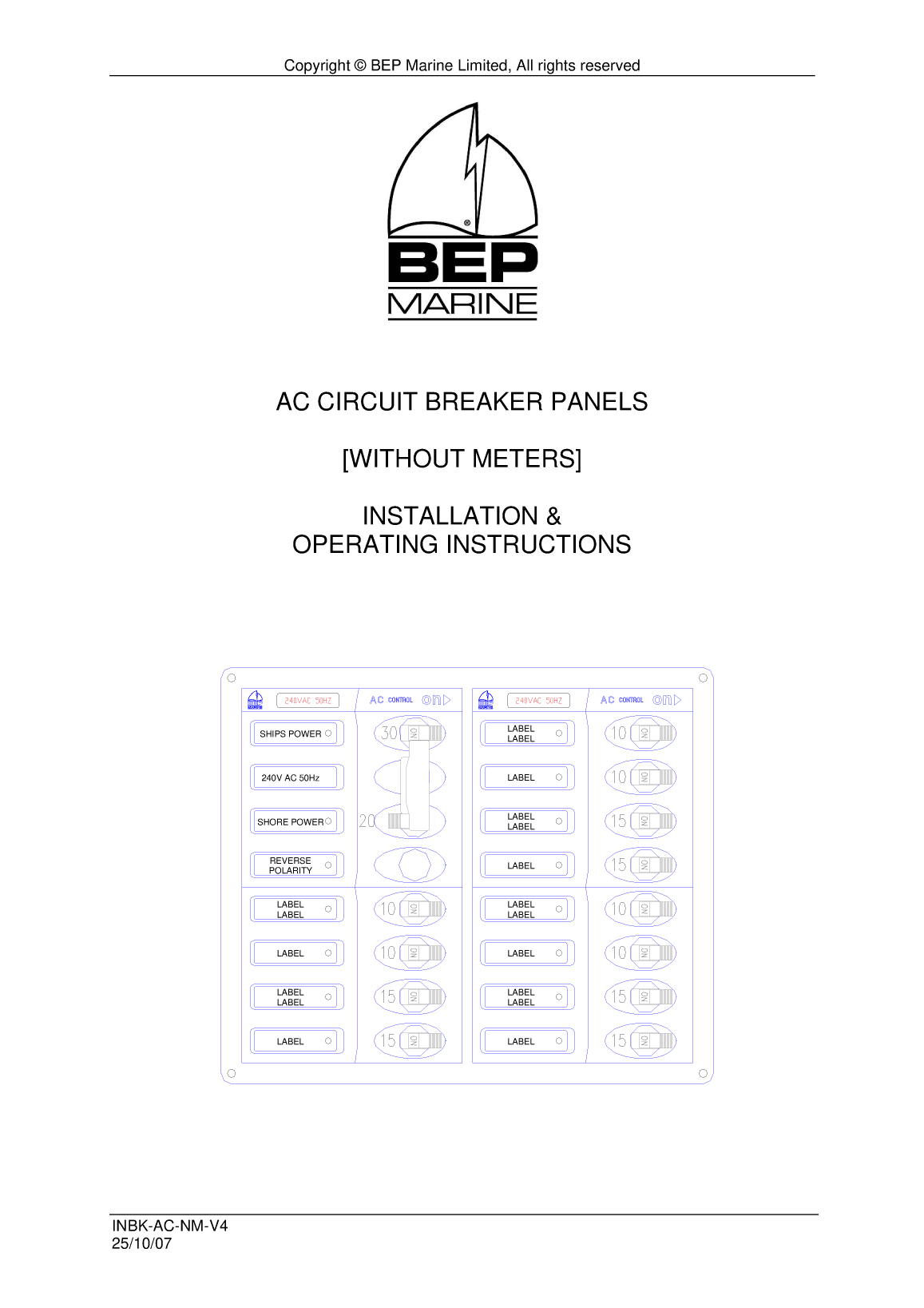 Bep Marine Ac Circuit Breaker Panel 327640 18310