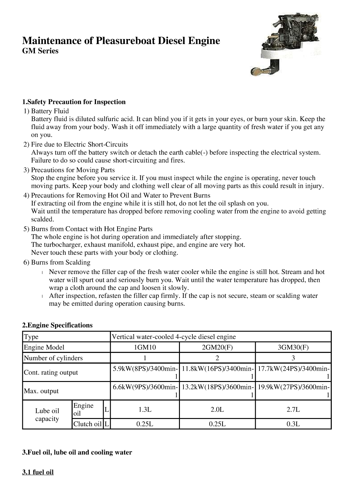 Yanmar Gm Series Maintainance Manual