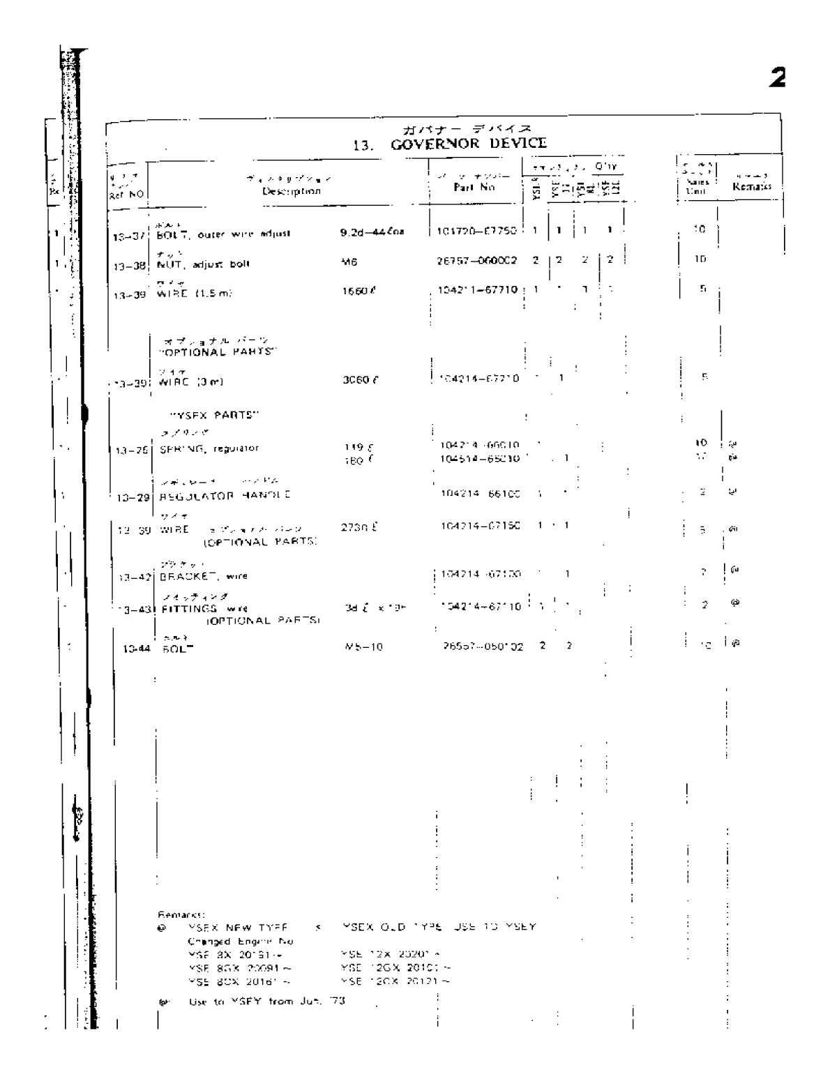 Yanmar Yse Parts List