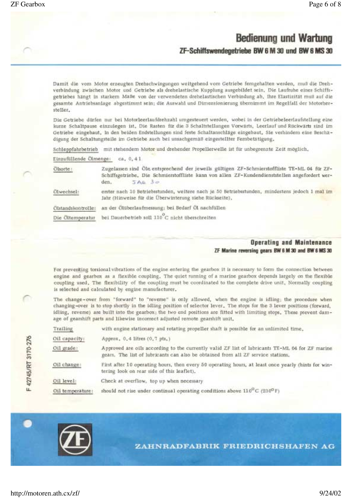 Zf Bw 6m Tranmission