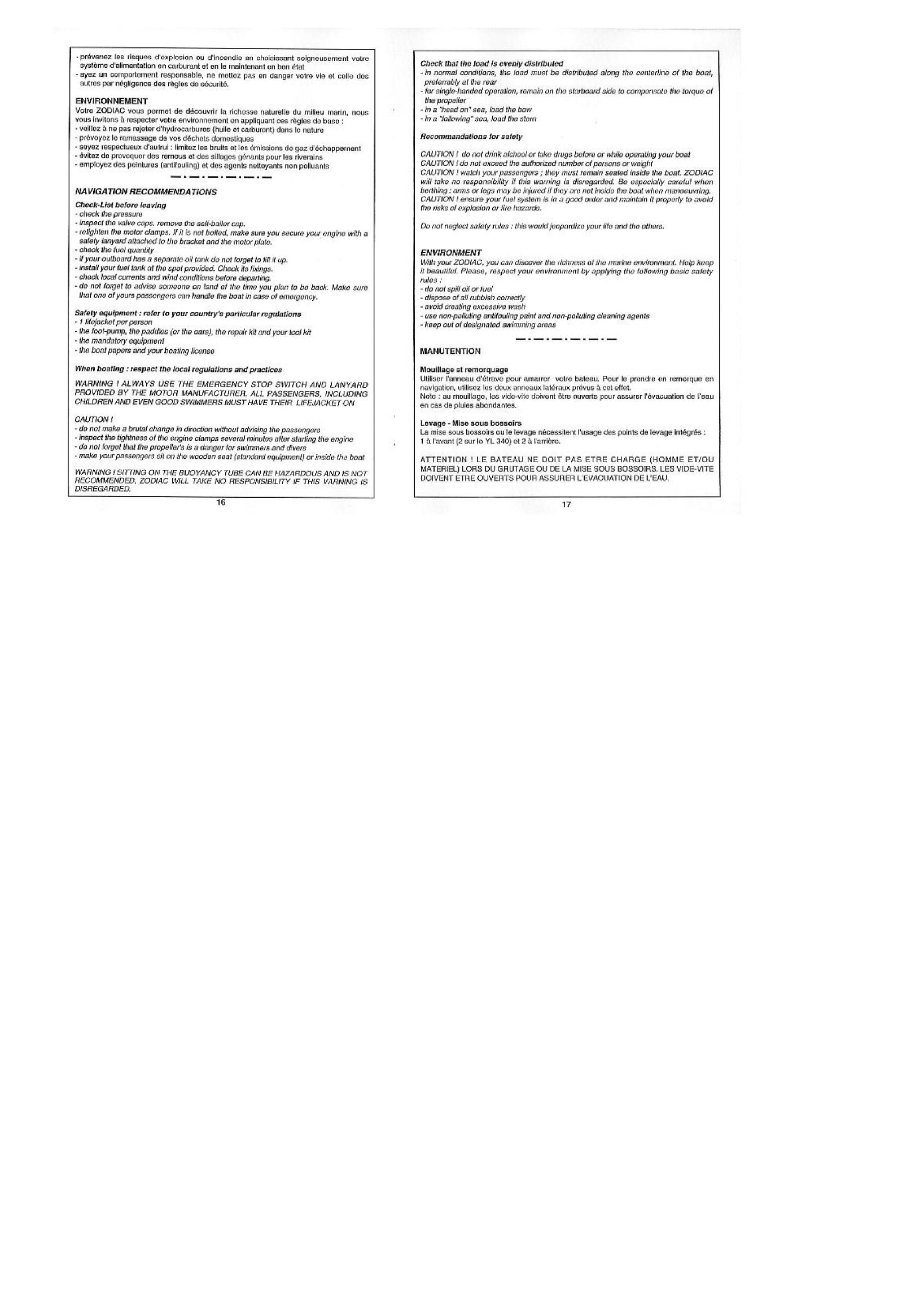 ' Zodiac Yl 275 310 340 Owner's Manual'