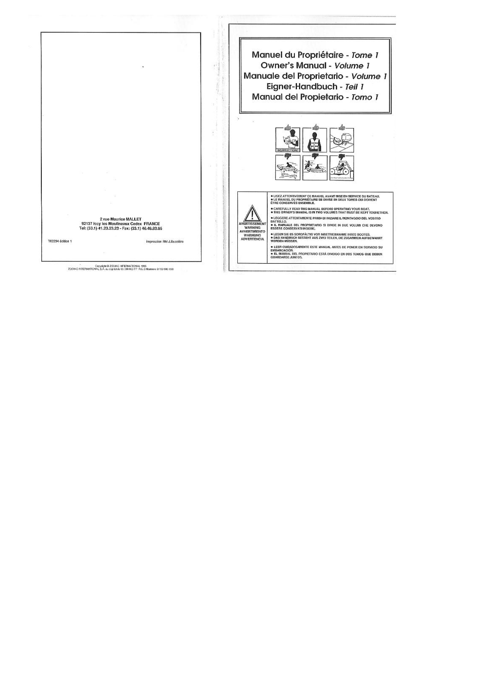 ' Zodiac Yl310 Owner's Manual Volume 1'