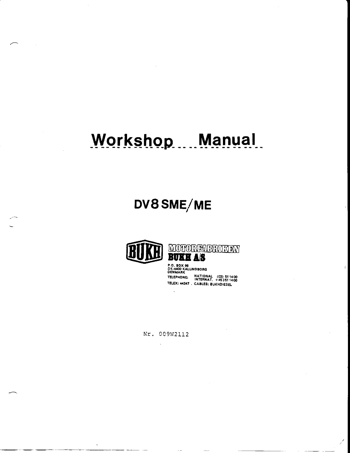 Bukh Dv8 Sme/me Workshop Manual
