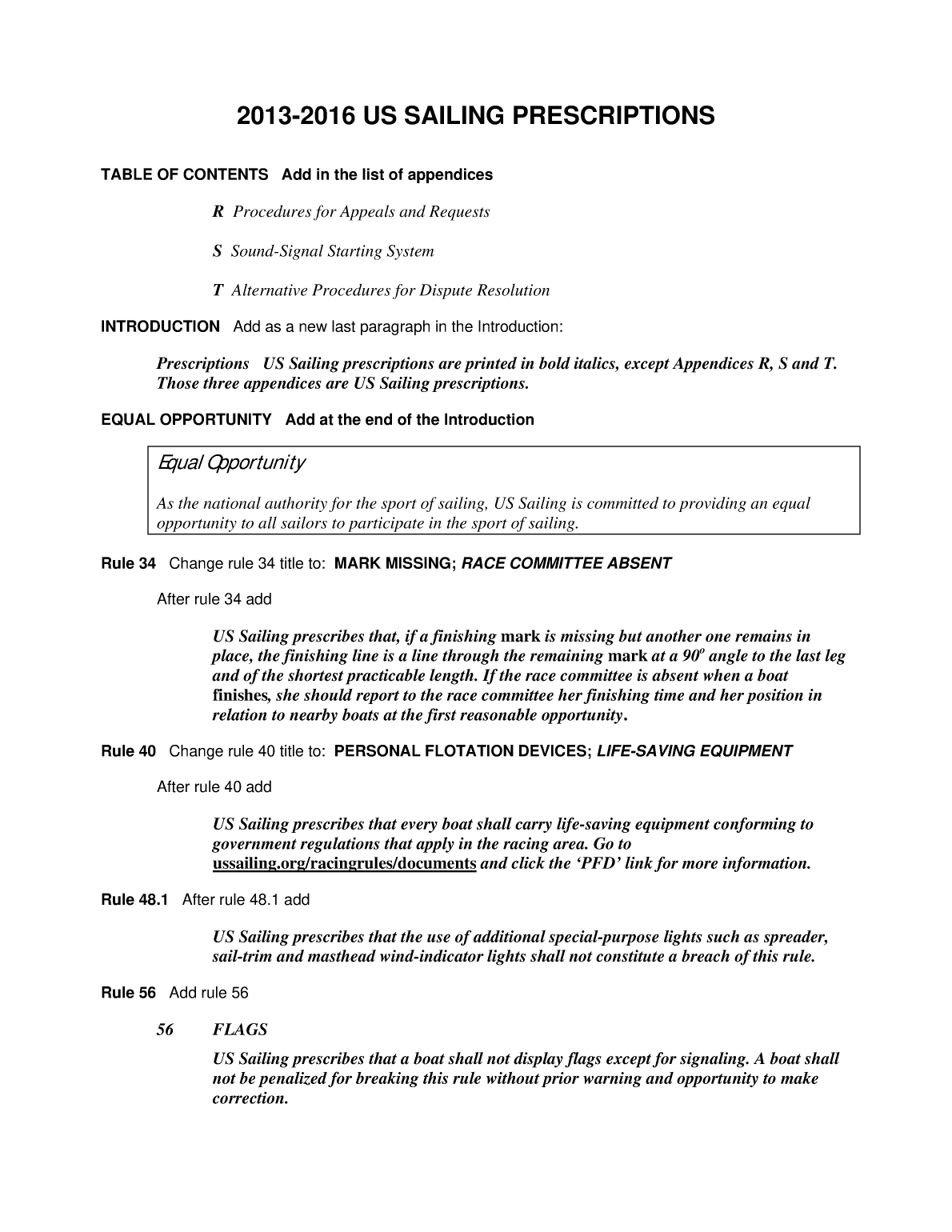Racing Rules Of Sailing Us Prescriptions 2013 2016