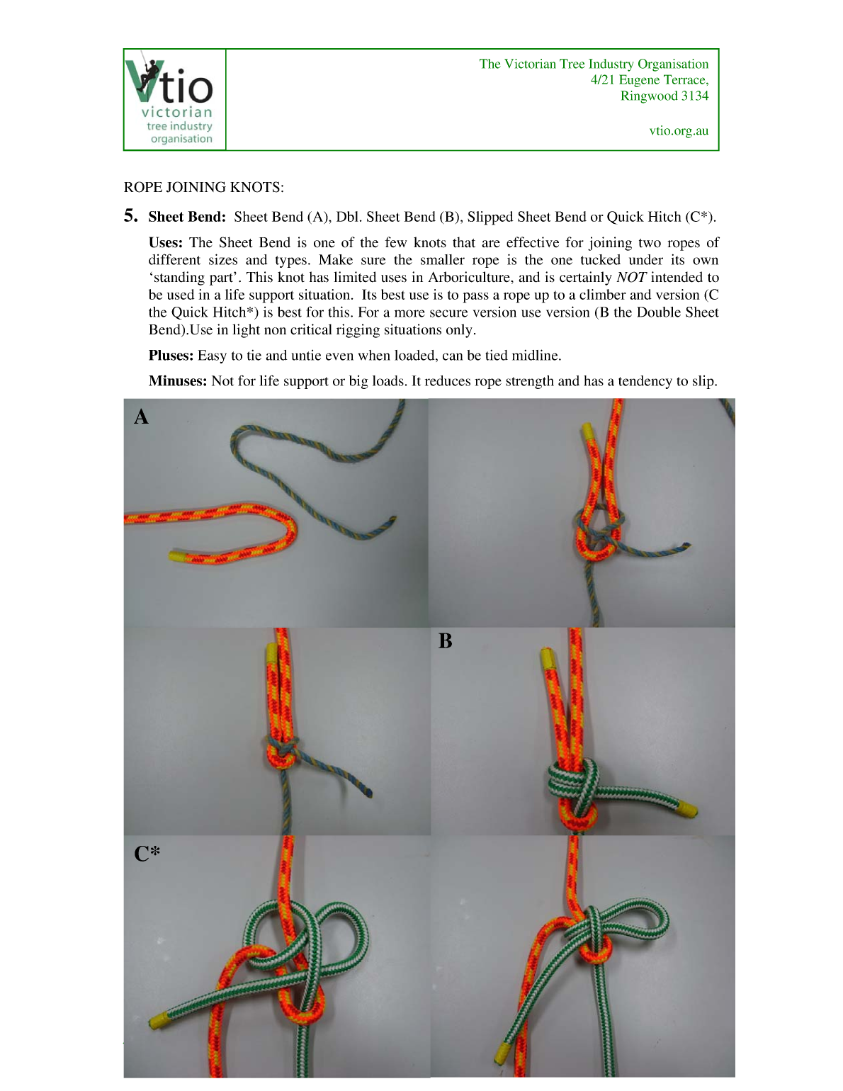 Knots for Arboriculture