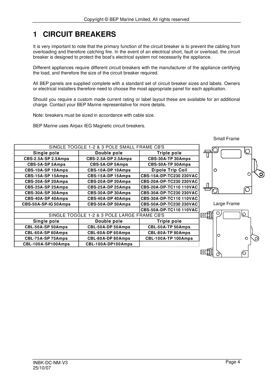 Bep Marine Dc Circuit Breaker Panel