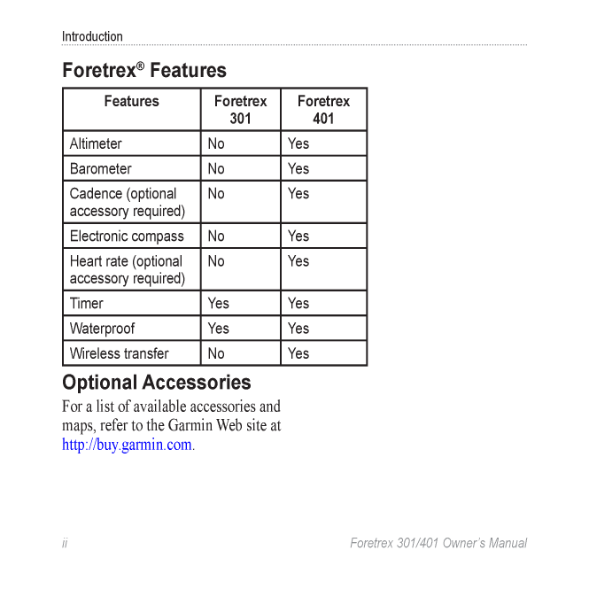 Foretrex 301 Owners Manual