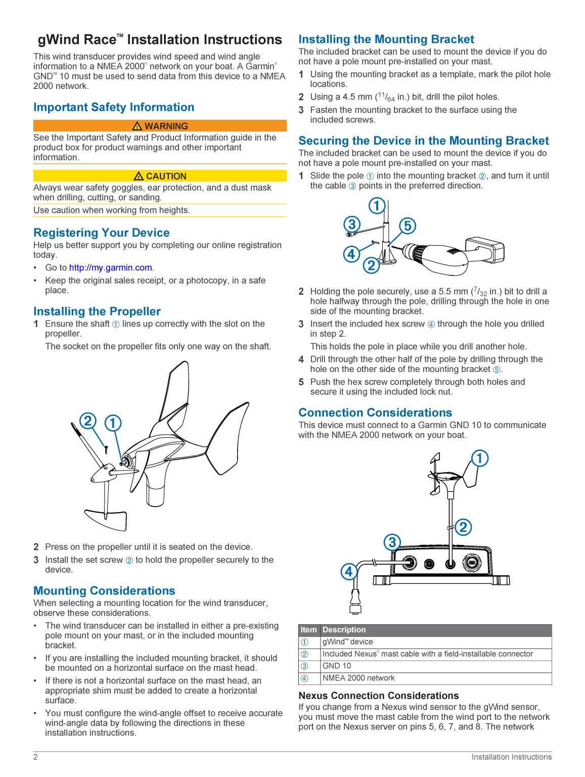 Nexus G Wind Race Install Manual