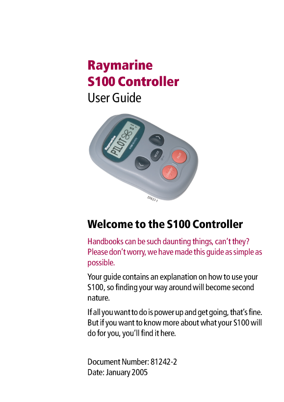 Raymarine S100 Wireless Remote Manual 81242 2 en