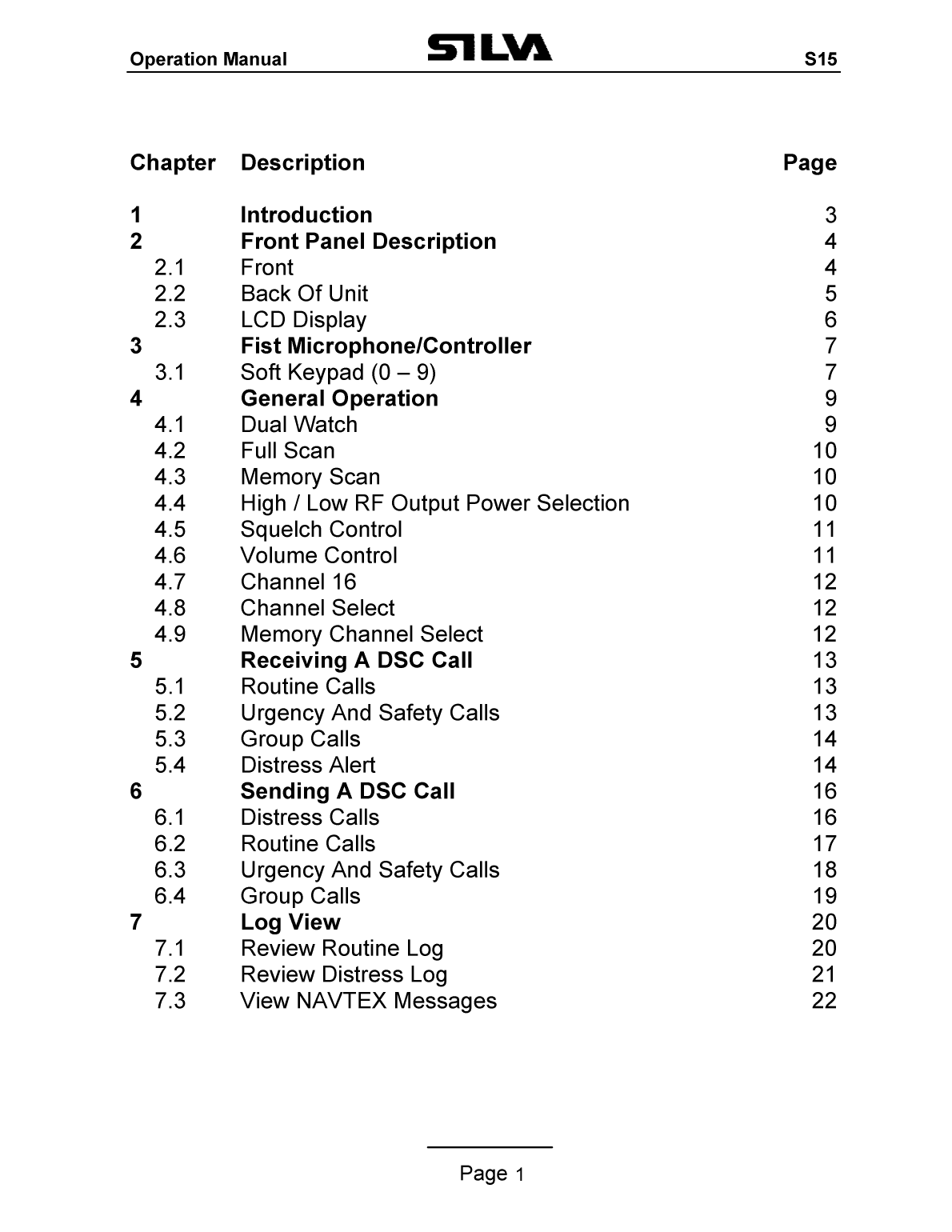 Silva S 15 Vhf Owners Manual