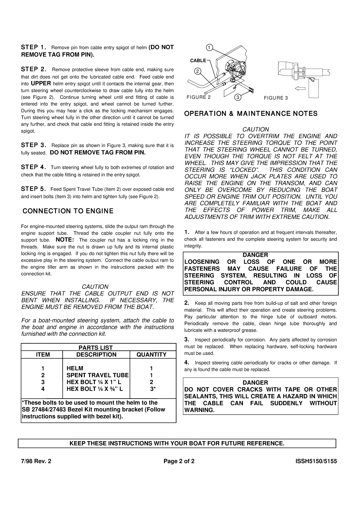 Teleflex Nfb Safe T Ii Steering System Instruction Manual
