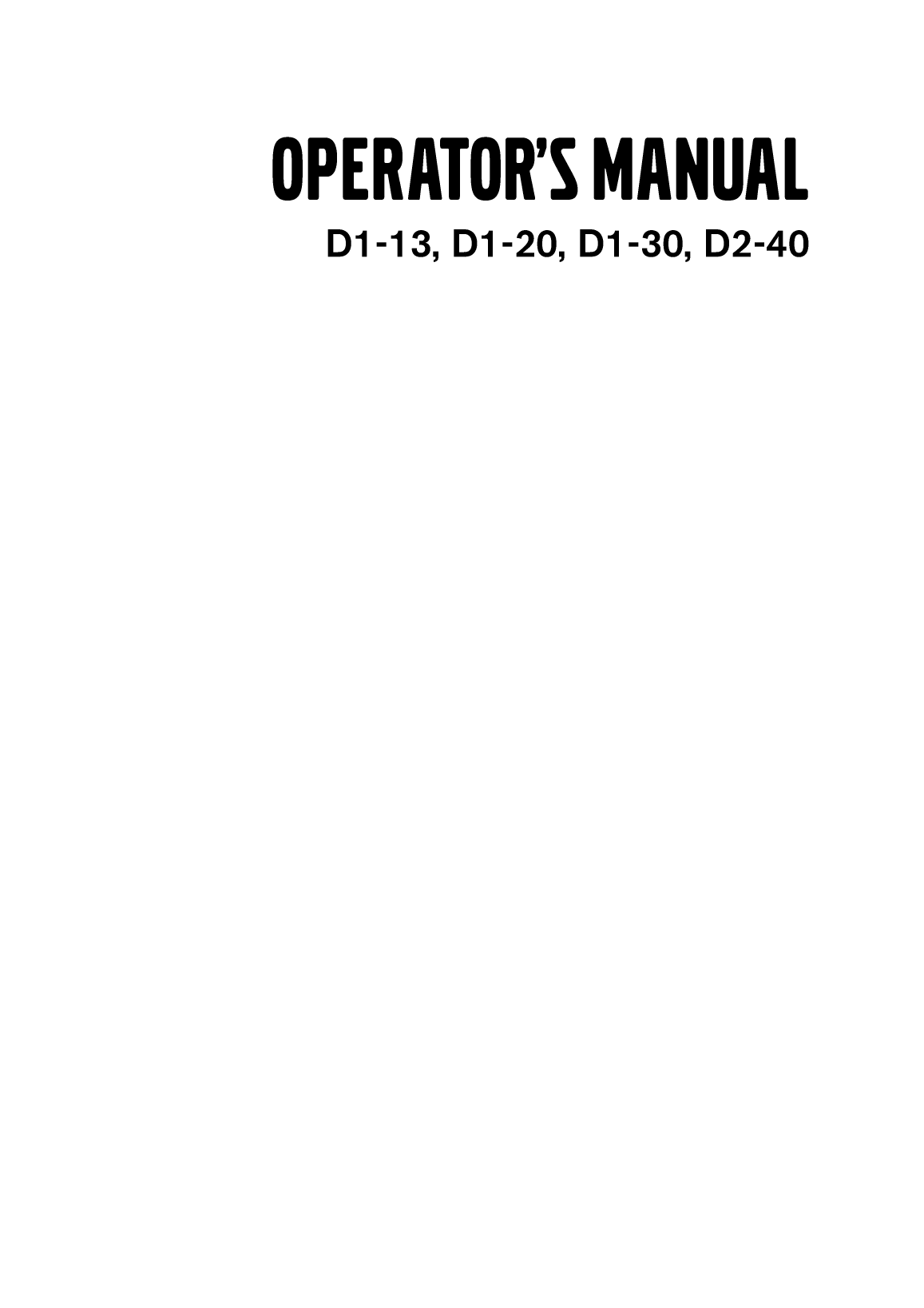 Volvo D1 30 Operators Manual ( French Built Models)