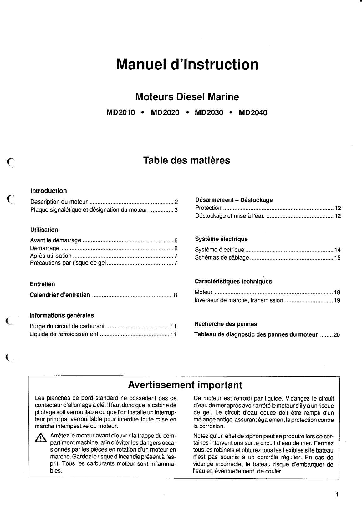 Volvo/md20x0: Manuel d instructions Volvo Md2040 Operation Manual