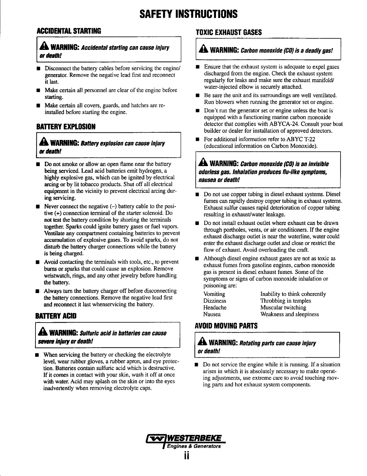 Westerbeke Diesel 65a Four Operator's Manual