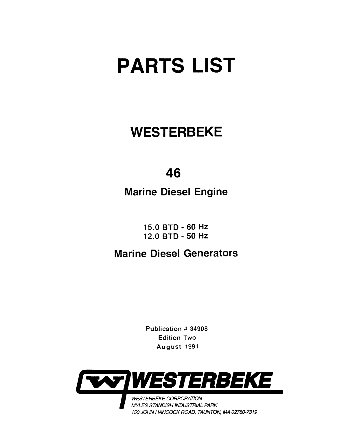Westerbeke Diesel W 46 Operator's Manual