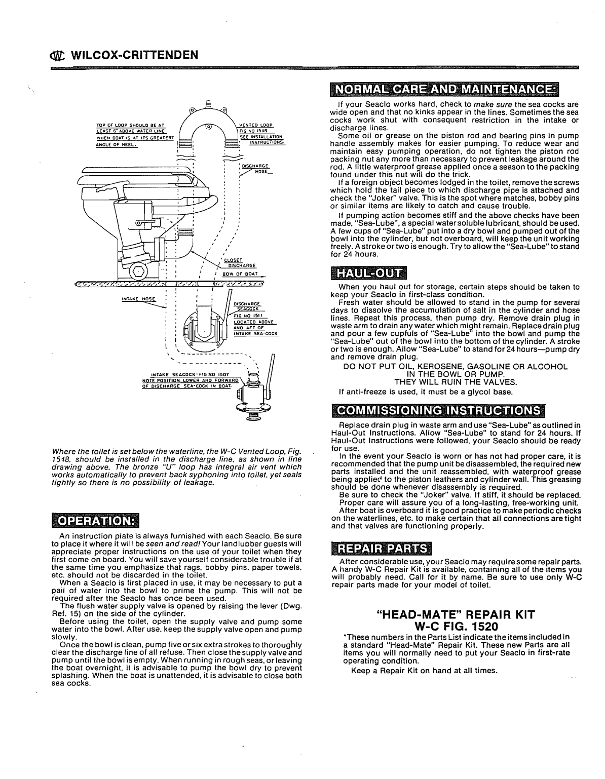 Wilcox Crittenden Marine Head