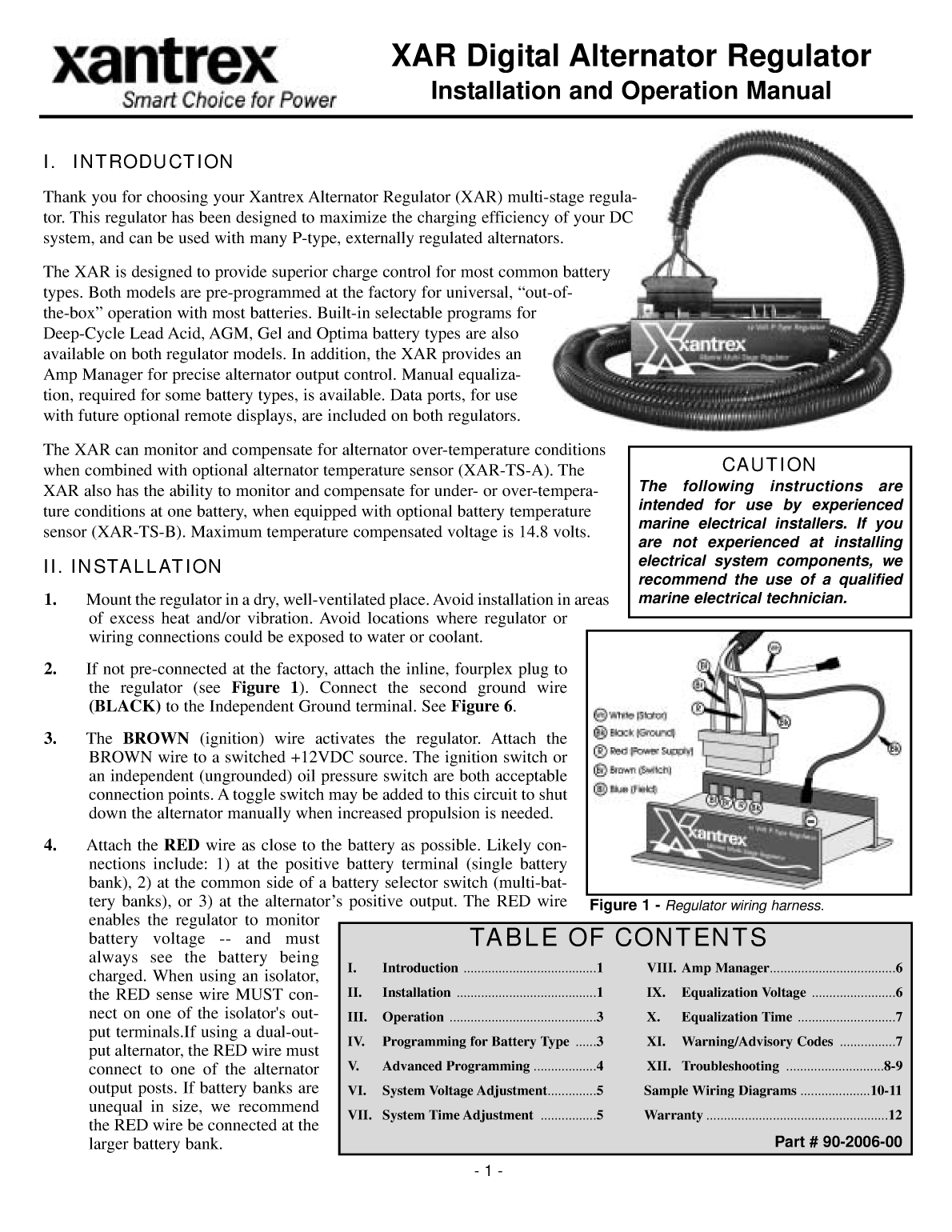 Xantrex Digital Alternator Regulator Xar Owner Manual(90 2006 00)