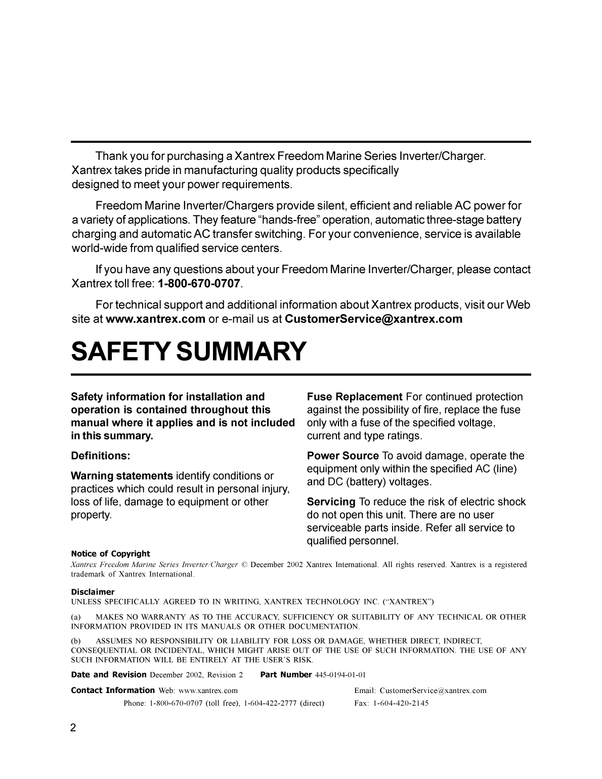 Xantrex Freedom Marine Inverter Charger Manual