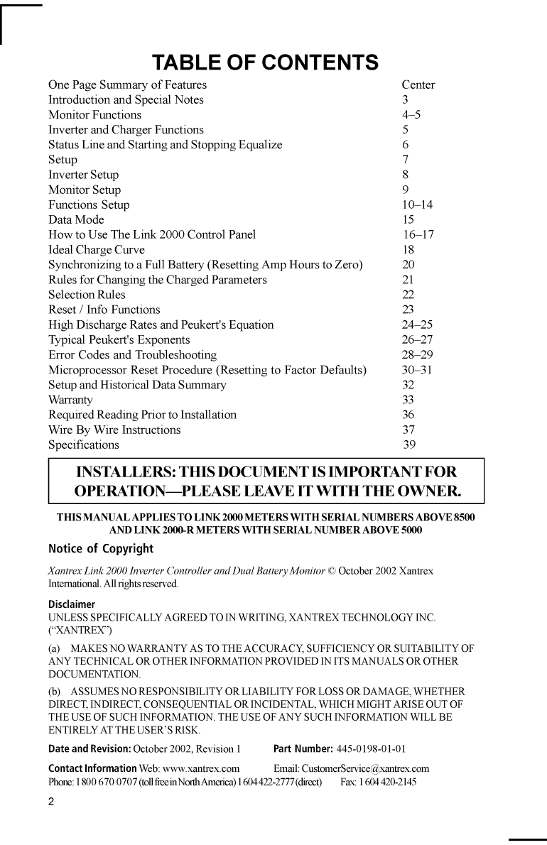 Xantrex Link 2000 User Guide