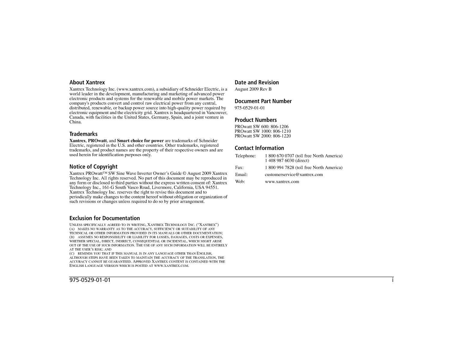 Xantrex Pro Wattsw 1000 Inverter