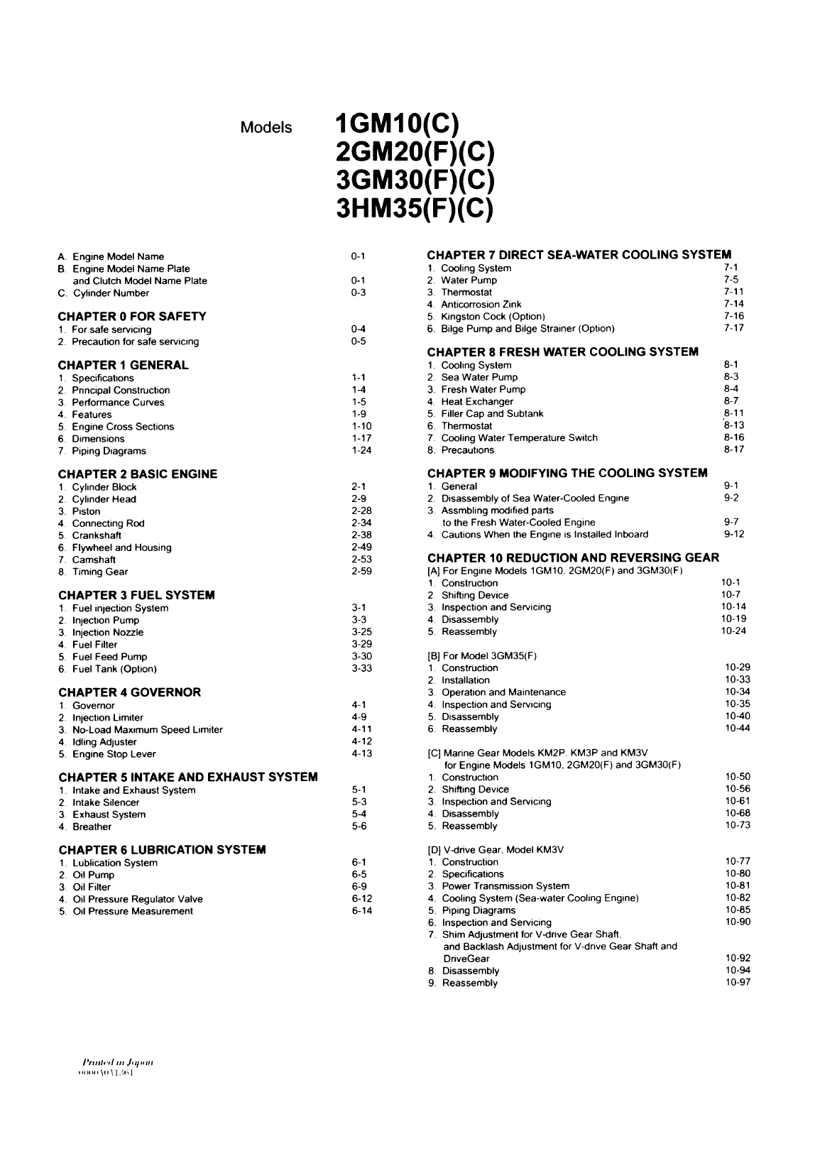 1gm10: Yanmar Inboard Engine 9hp/6kw Service Manual