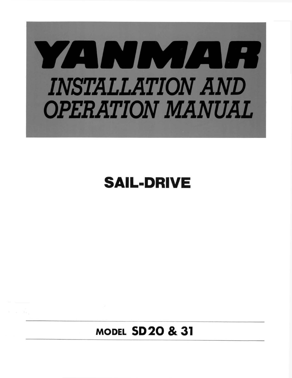 3ym30 sd: Yanmar Saildrive Engine 29hp/22.1kw Owners Manual