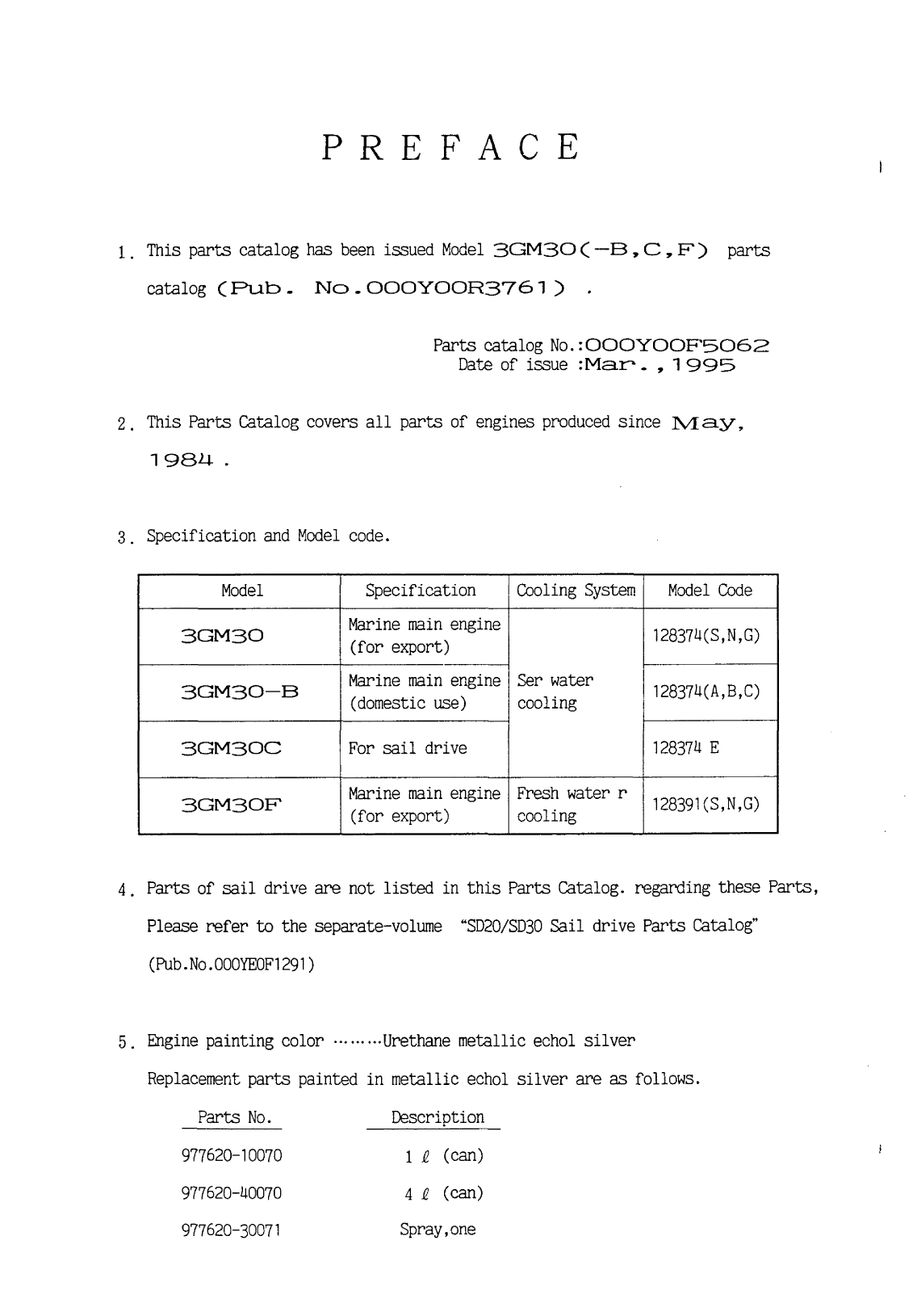 Yanmar 3gm30 Parts Catalog