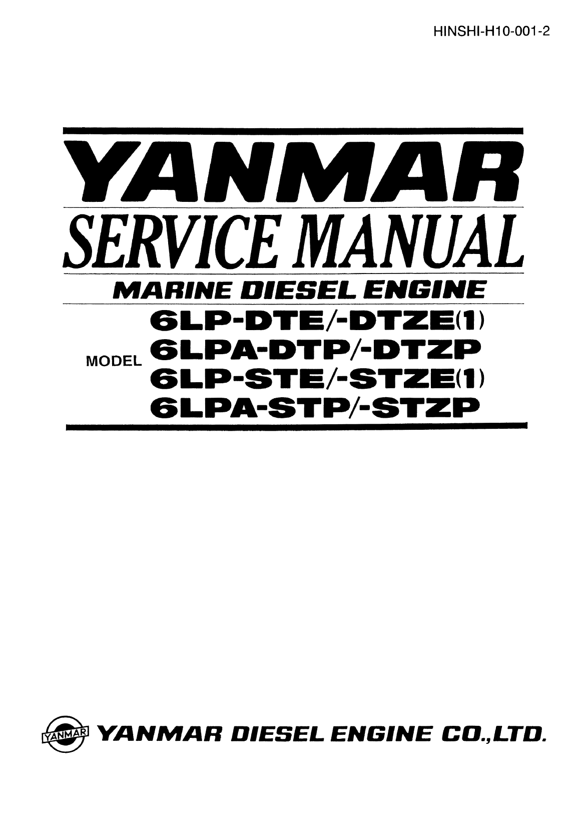 '6lpa stzp: Yanmar Diesel Sterndrive Engine 180hp/132kw Bravo 1 Service Manual'