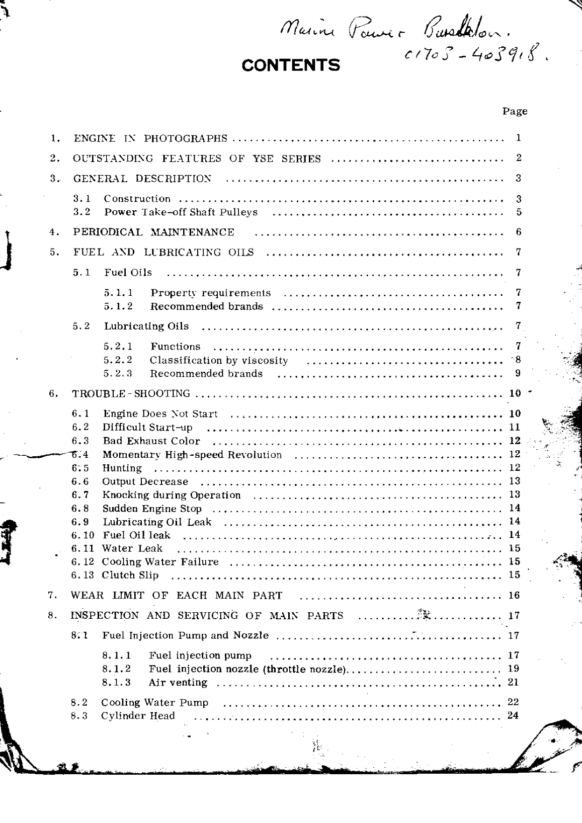 Yanmar Yse Service Manual