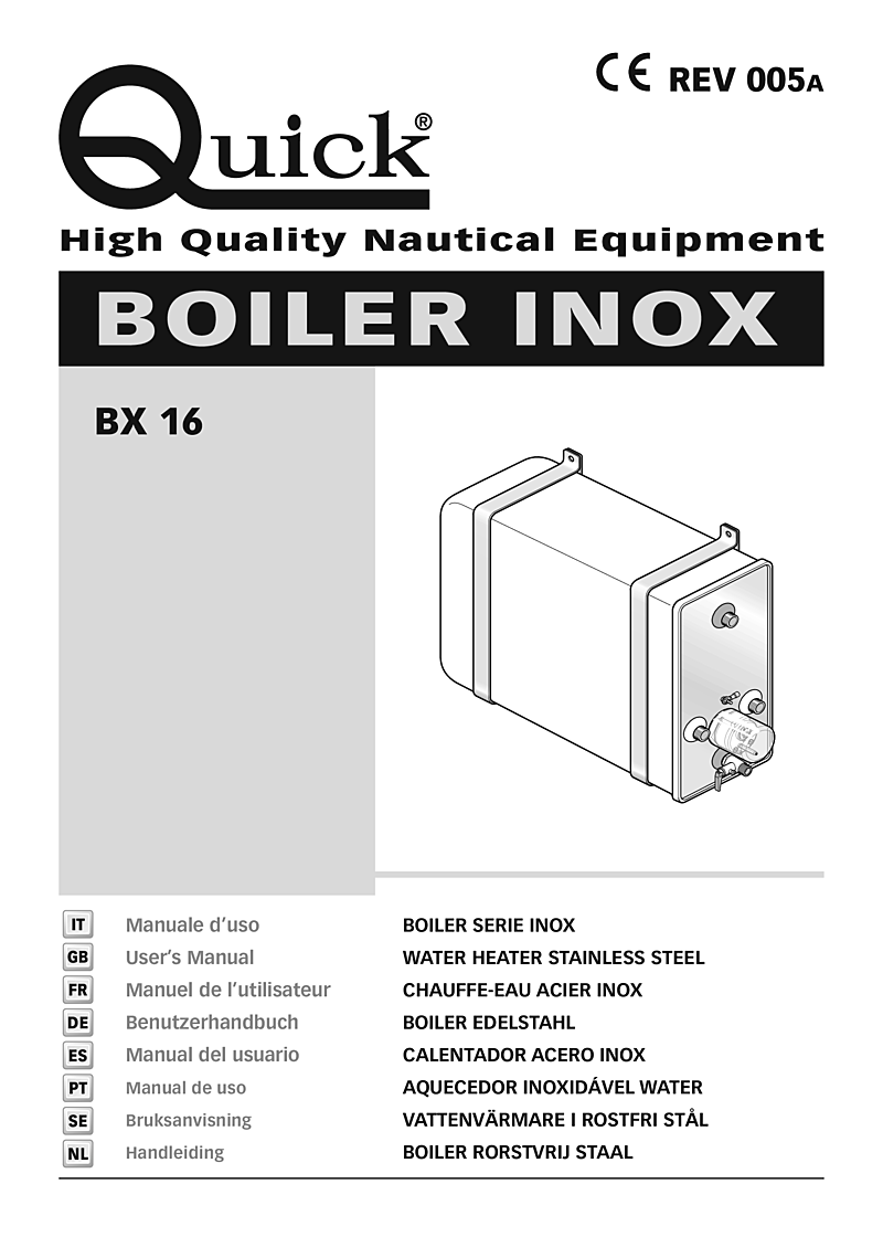 Geplooid Nietje evenwichtig Quick Nautic Hot Water Heater Boilerbx16 Rev05a english