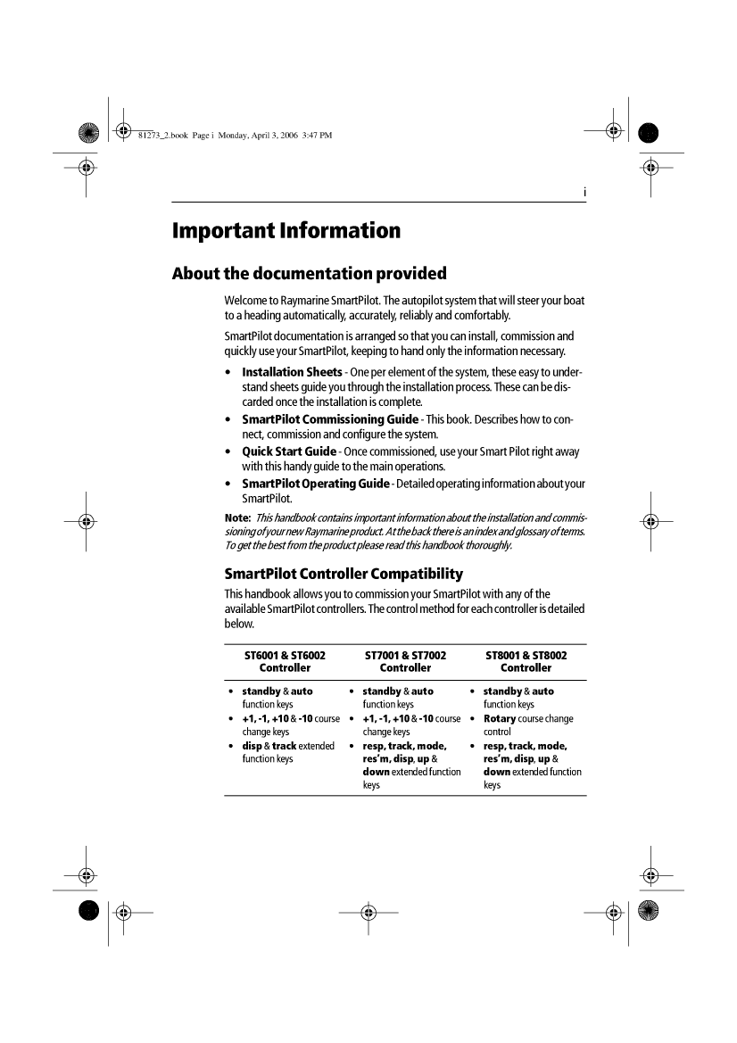 Raymarine S1 s2 s3 Smart Pilot Installation Commissioning Guide 81273 2