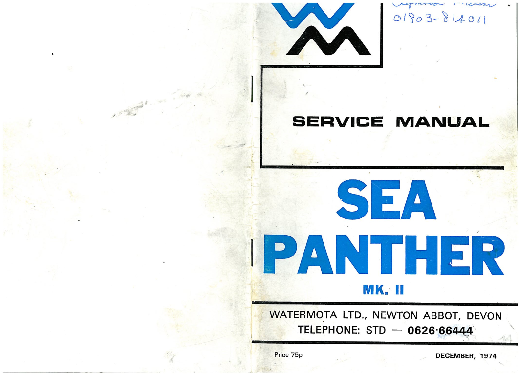  Watermota  Sea  Panther  Mkii Service Manual manual page 1