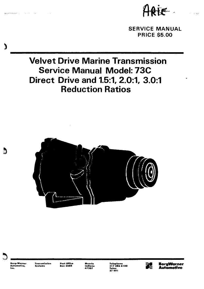  Borg  Warner  Velvet 73c  Service  Manual manual page 1